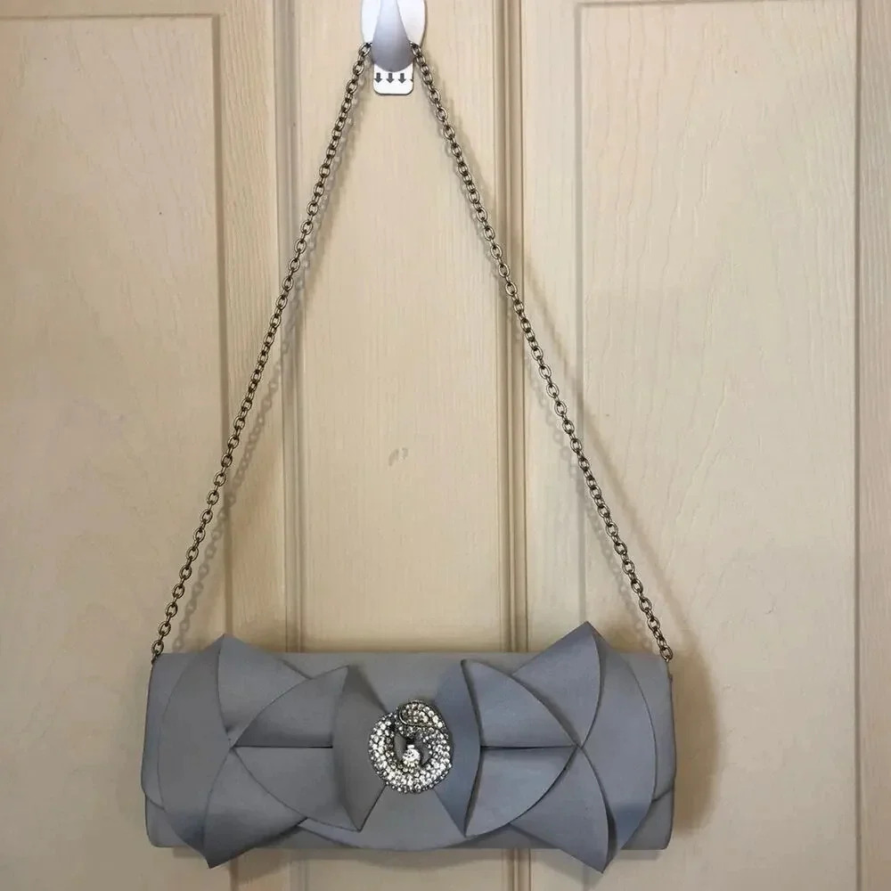 VTG Y2K Lulu Townsend Silky Gray Formal Purse Crossbody Formal Evening Purse